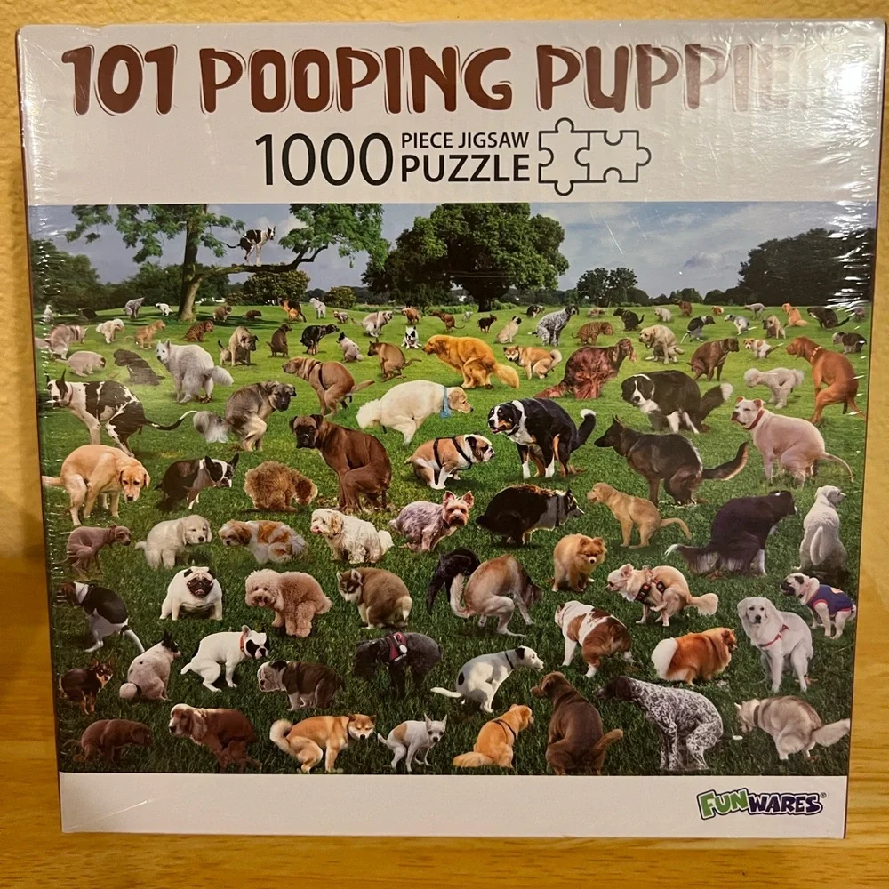 New 101 Pooping Puppies, 1000 Piece Jigsaw Puzzle, 27 x 19, Funwares Sealed!